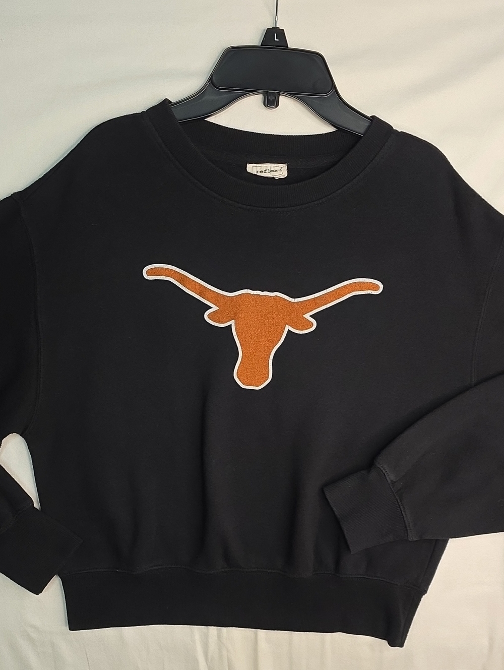 Reflex Texas Longhorns Black Women’s Sweatshirt with Orange Collegiate Cropped